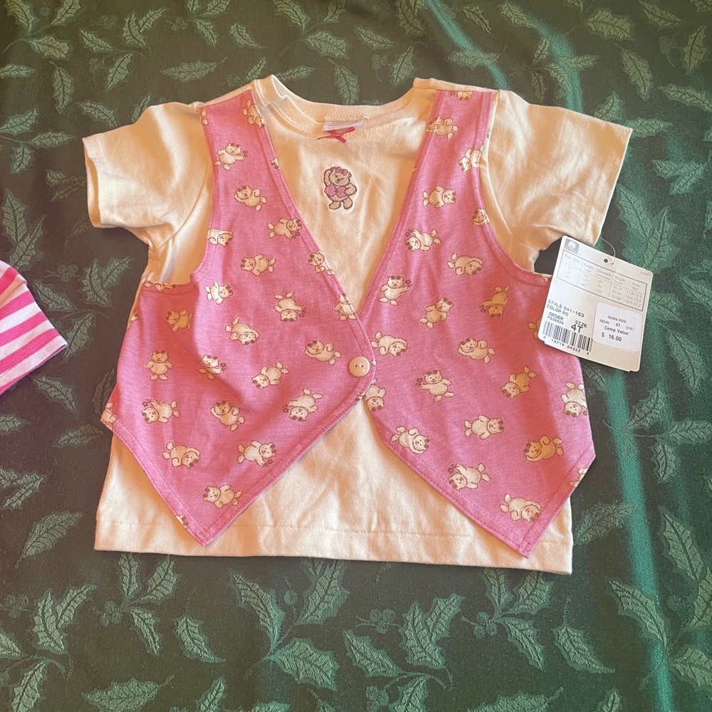 NWT Carters Girls Bears faux vest Tshirt